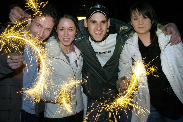 Blackpool Cricket Club Bonfire Night. Pic L-R: Graham Shuttleworth, Karen Fisher, Andy Carey and Emma Shawman, 2004