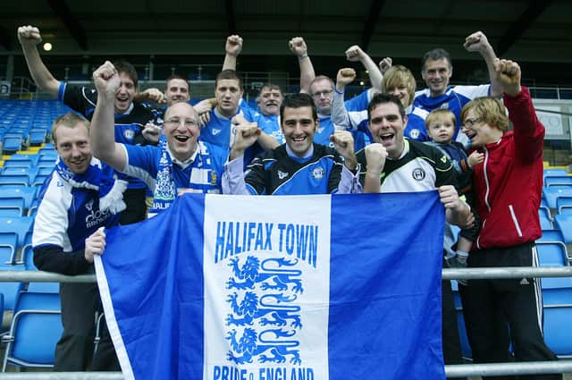 FC Halifax Town supporters get ready for the FA Cup clash with Charlton Athletic.