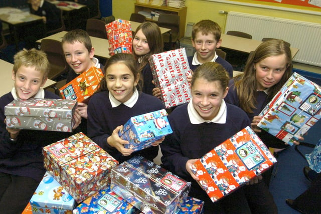 Eskdale pupils collect charity shoeboxes for Christmas.