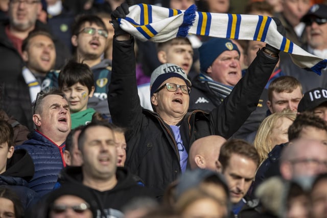 Leeds United fans inside Elland Road on Saturday during the Whites' clash with Leicester City.