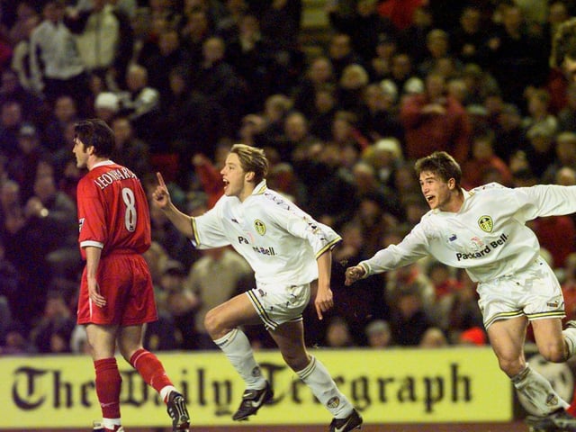 Alan Smith celebrates his goal on his debut.
