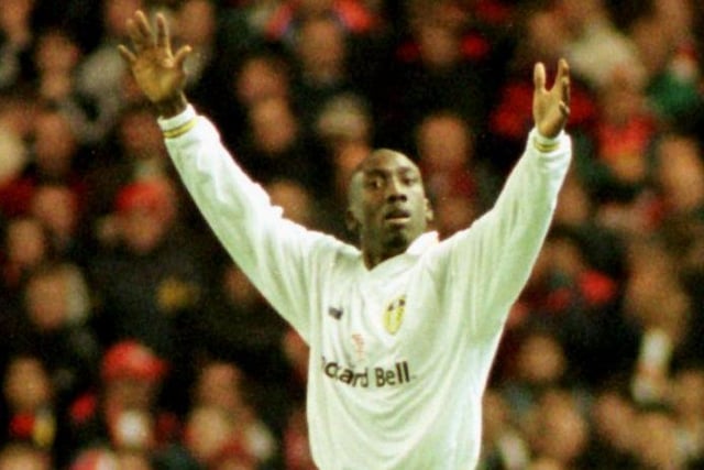 Striker Jimmy Floyd Hasselbaink celebtates his second goal of the game.