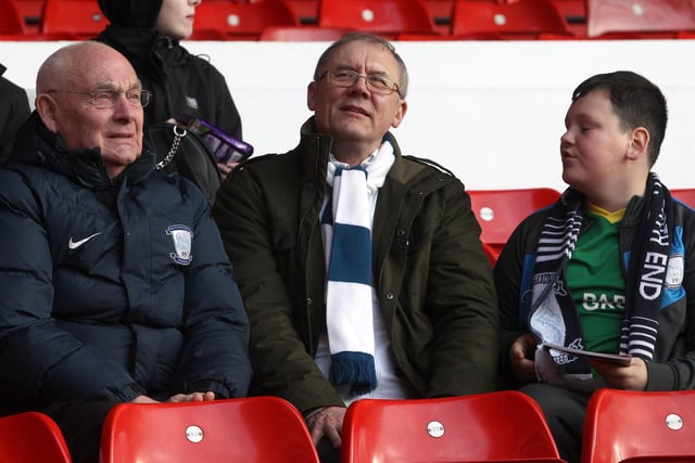 Three North End supporters before the game at Nottingham Forest