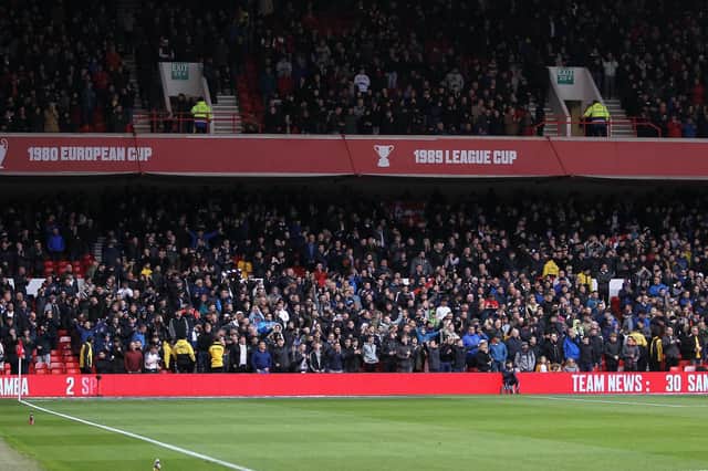 The away section at the City Ground was packed with 1,917 PNE supporters