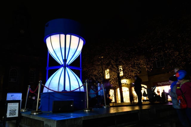 The Hourglass, an impressive 4m high sculptural piece in Lancaster City Centre. Photo: Kelvin Stuttard