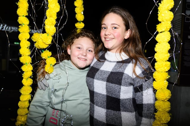 Scarlet Kitching (nine) and Mia Nicholson (12) at Light Up Lancaster 2021. Photo: Kelvin Stuttard
