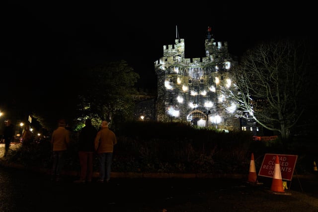 Lighting on Lancaster Castle as part of Light Up Lancaster 2021. Photo: Kelvin Stuttard