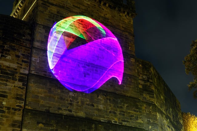 Lighting on Lancaster Castle as part of Light Up Lancaster 2021. Photo: Kelvin Stuttard