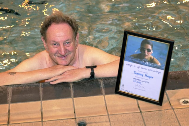This is Tommy Hayes who received an award for long distance swimming at Armley Leisure Centre in December 2001.
