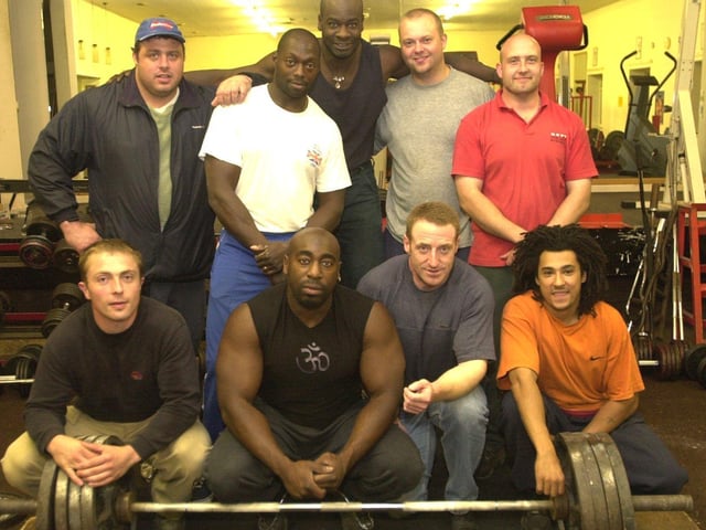 British powerlifting champions who were all members of Armley's Transformations Gym. Pictured, back from left, are Andy Bolton, David Carter, Paul Reynolds, Darren Jowitt and Colin Whiteley. Front: Nick Milner, Brian Reynolds, Ronnie Gordon and Stuart Fagg.