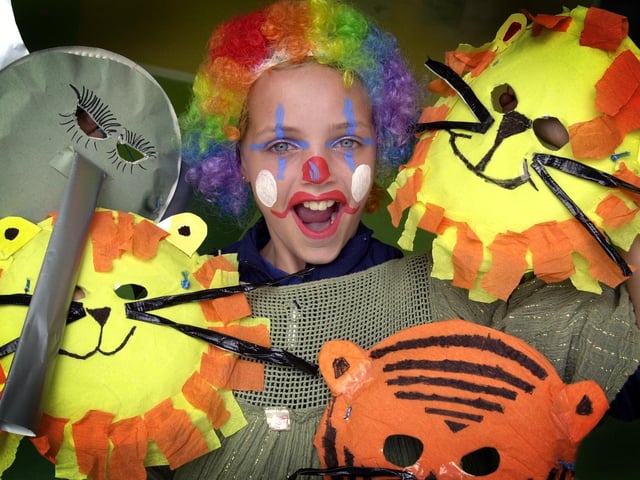 Clowning around at the LAZER centre in Armley is Morgan Brearey ready to perform a circus act with youngsters as part of a drama workshop play scheme.