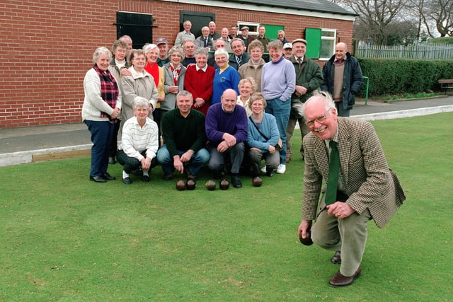 Armley Park Bowling Club chairman Donald Richards (front right) with members at the redecorated pavilion in March 2001 after it was targeted by vandals.