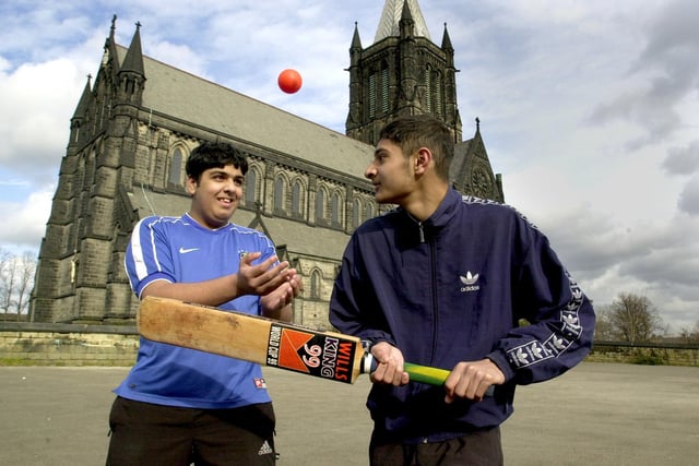 A group of youngsters were hoping to set up a new cricket club - Armley Lions - on ground next to St Bartholomew Church on Wesley Road in July 2001. Pictured, from left to right, are Suhail Iqbal and Jabber Ahmed.