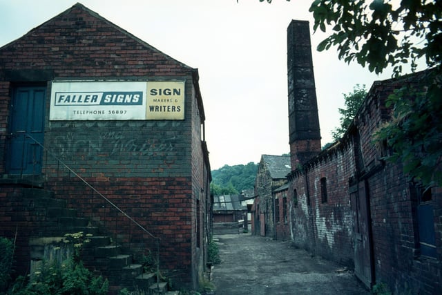 Derelict buildings of Woodlands Dyeworks on Wood Lane in Meanwood pictured in July 1975 shortly before demolition. Known as Crowther's Mill and previously Rowley's Mill and Wood's Mill, there is believed to have been a mill on the site since 1601.