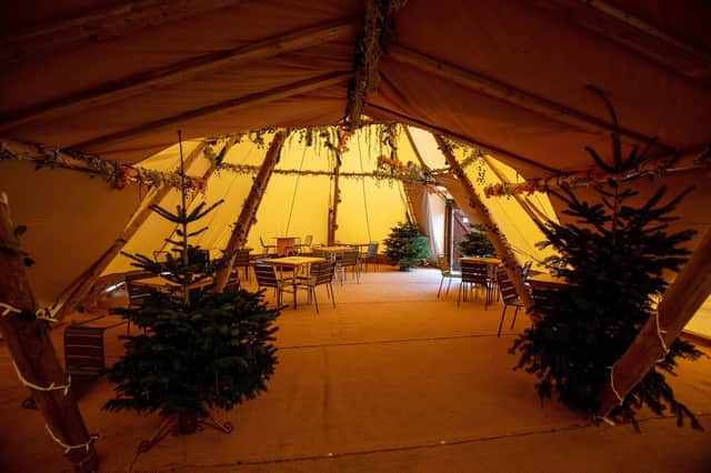 It now features cosy Christmas tipis among many other festive touches.