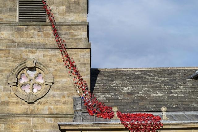Poppy installation at St Giles Church in Pontefract. Picture Scott Merrylees