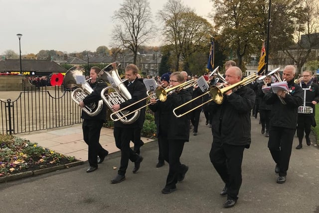 The parade and ceremony in Cleckheaton Memorial Park