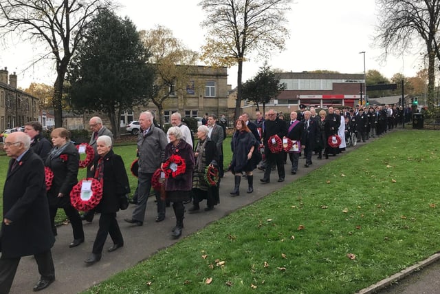 The parade and ceremony in Cleckheaton Memorial Park