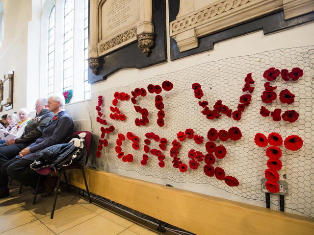 A poppy display at Dewsbury Minster