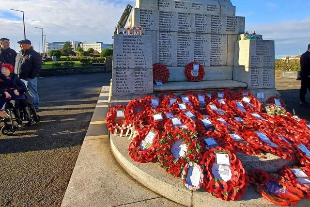 Poppy wreaths were laid at the cenotaph in Morecambe on Remembrance Sunday. Picture by Patricia Williams.