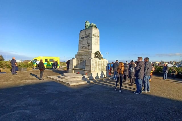 People at the cenotaph in Morecambe paying their respects on Remembrance Sunday. Picture by Patricia Williams.