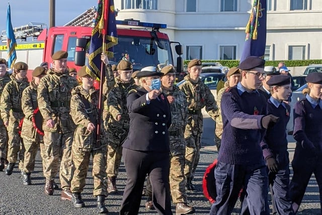 The Remembrance Day parade in Morecambe on Sunday. Picture by Helen Trainor.