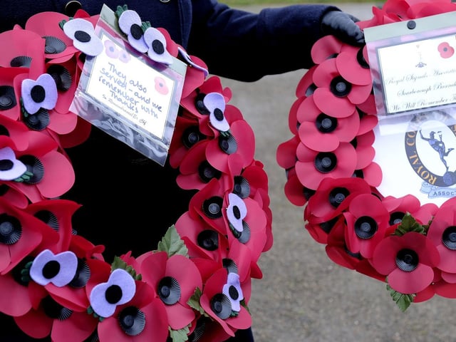 Preparing to lay the wreaths