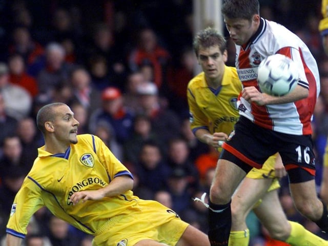 Rio Ferdinand tackles Southampton striker James Beattie during their Premiership match at The Dell in December 2000. The Saints won 1-0.