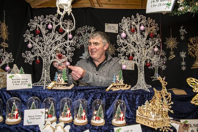 Martin Tuffnell is selling festive decorations at his stall.