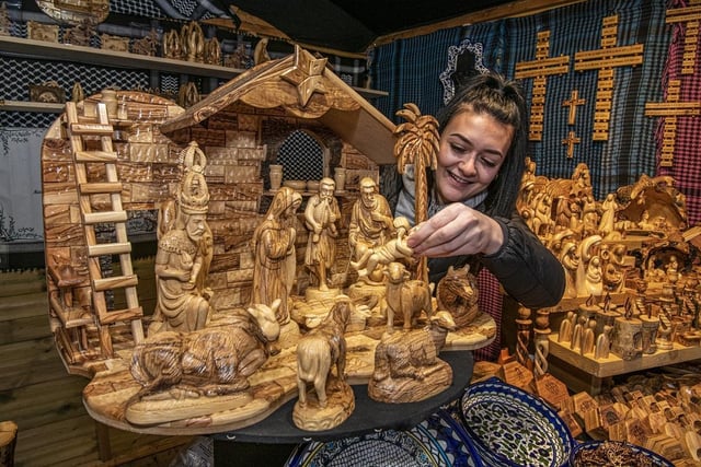 Vicky Middleton is selling handmade wooden Nativity scene sculptures.