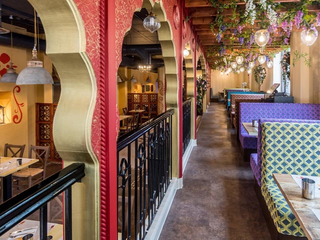 This beautiful-decorated restaurant on the corner of Greek Street and Park Row serves street food inspired by the bustling cities of India. It offers authentic dishes such as dosa (rice pancakes), thali (a mini buffet on a plate), an array of chaats, kebabs, Indo-Chinese food and more.