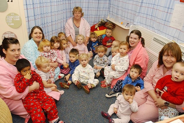 Pyjama party for Children in Need at Castle Childrens Nursery Sandal in 2006.