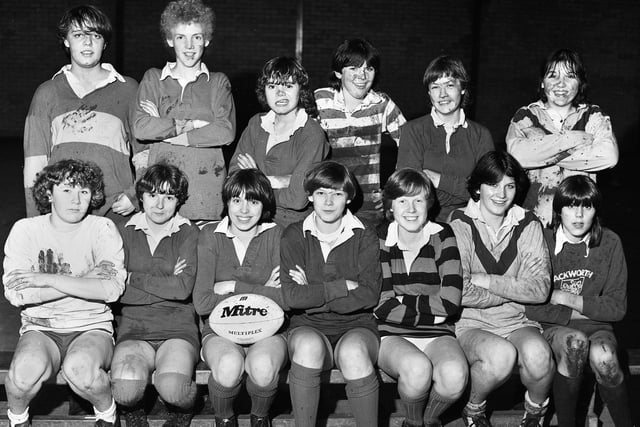 Whitley High School girls rugby league team in November 1980.