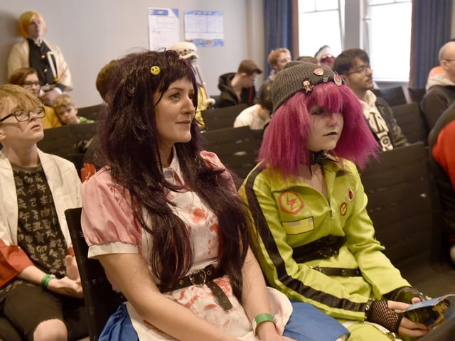 Guests enjoy one of the cosplay talks