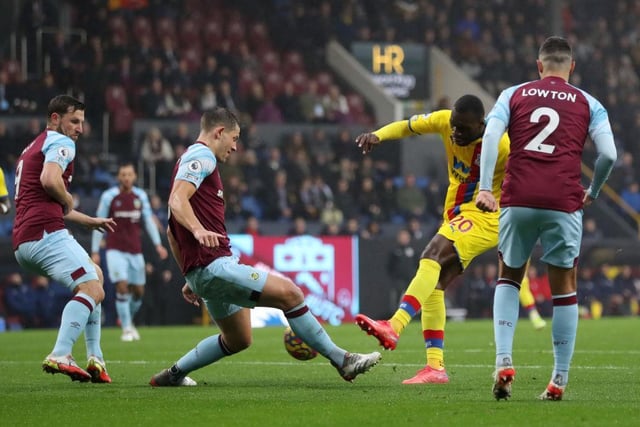 Christian Benteke finds space to drill shot which deflects off Tarkowski onto the post and past Nick Pope to open the scoring.