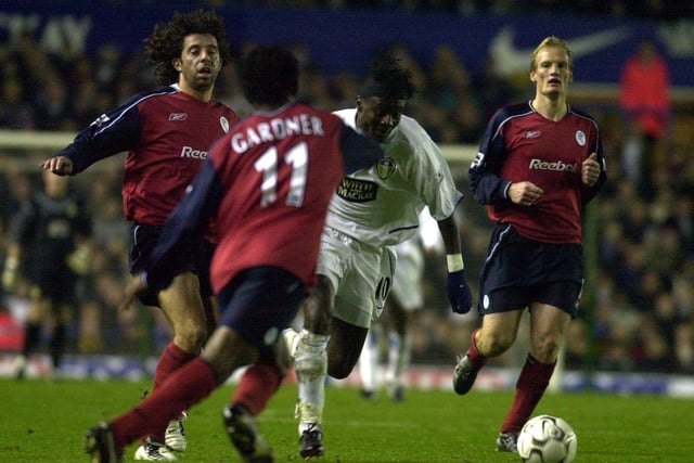 Lamine Sakho drives through the Bolton defence.