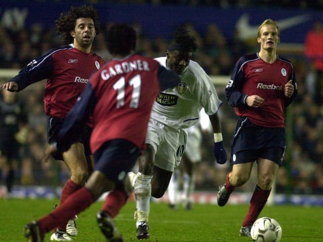 Lamine Sakho drives through the Bolton defence.