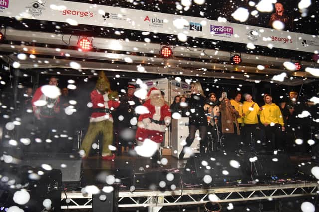 Santa takes to the stage during Saturday's Christmas Lights Switch On in Preston