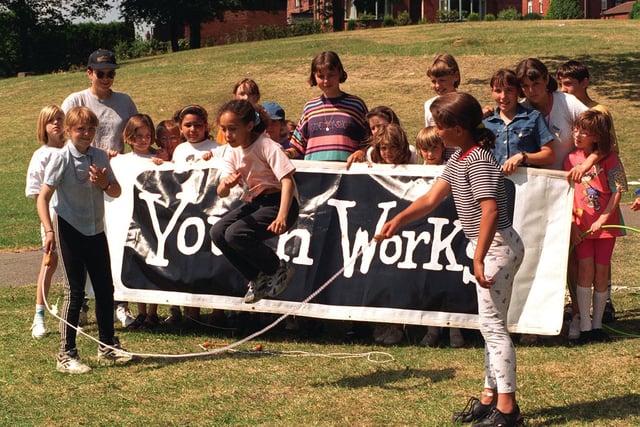 July 1996 and more 100 children attended the Youth Works summer programme of fun and games in Cross Flatts Park.