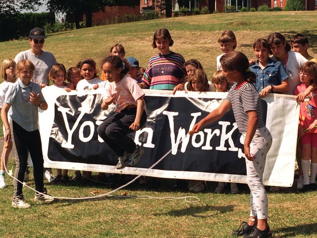 July 1996 and more 100 children attended the Youth Works summer programme of fun and games in Cross Flatts Park.