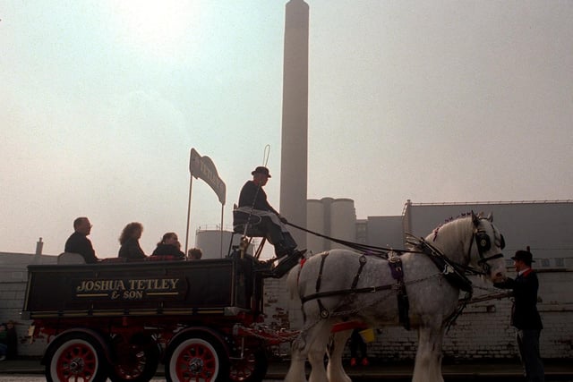 Tetley's brewery staged its Easter Shire horse parade around the city centre in April 1999.