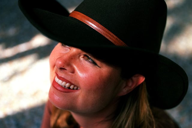 This is Amanda Keal, owner of city centre shop Western Bootleggers wearing a fashionable cowboy hat.