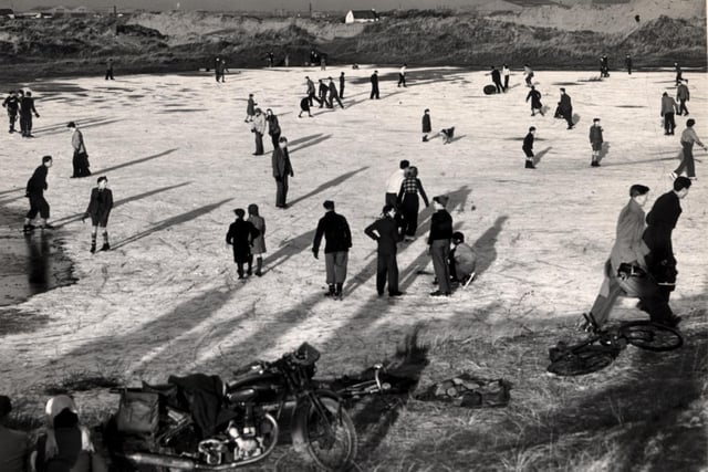 The 1950s also recorded cold winters here on the Fylde Coast. This photo shows the Ice Sandhills in St Annes 1952. Freda Dean recalled being allowed to skate on Stanley Park lake around 1956