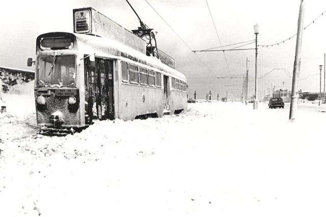 Stranded - a tram comes to an unoffical stop in 1981
