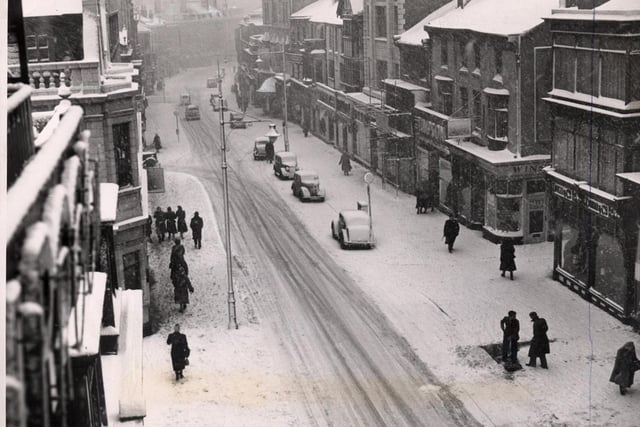 Church Street, 1952, taken from the balcony of the Winter Gardens. Margaret Knowles remembers the winter of 1955. She said: "We made an igloo on spare ground in our street. It was there frozen for about three weeks, loved being inside!"