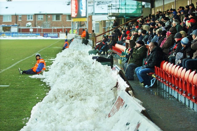 Fleetwood Town v Newport County. The snow cleared from the pitch in December 2010