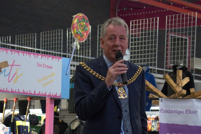 The Mayor of Burnley Coun Mark Townsend at the Christmas lights switch on in Burnley