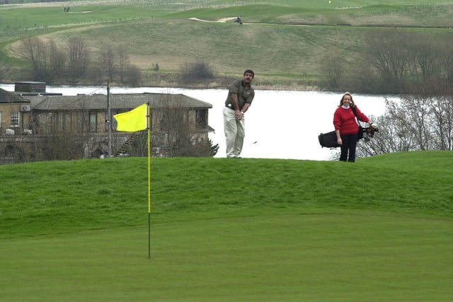 Jaz Singh Athwal, the new captain at Waterton Park Golf Club at Walton, is pictured on the 18th hole with ladies captain Marilyn Smith in March 2000.