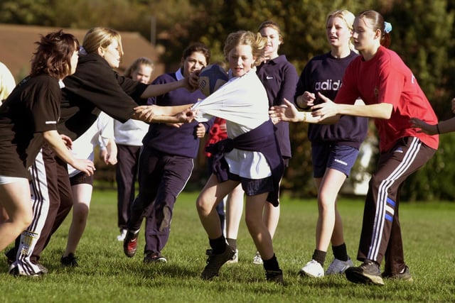 Queen Elizabeth Grammar School held at rugby training day for girls  in October 2000.