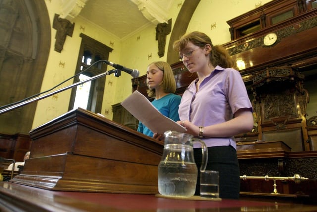 Wakefield College students Rachel Sykes (left) and Hayleigh Plant (right) addressed councillors for the first time in County Hall.